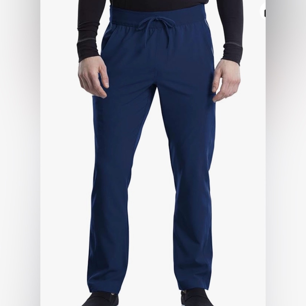 CHEROKEE IFLEX MENS SHORT TAPERED LEG DRAWSTRING CARGO SCRUB PANT 2XL NAVY BLUE